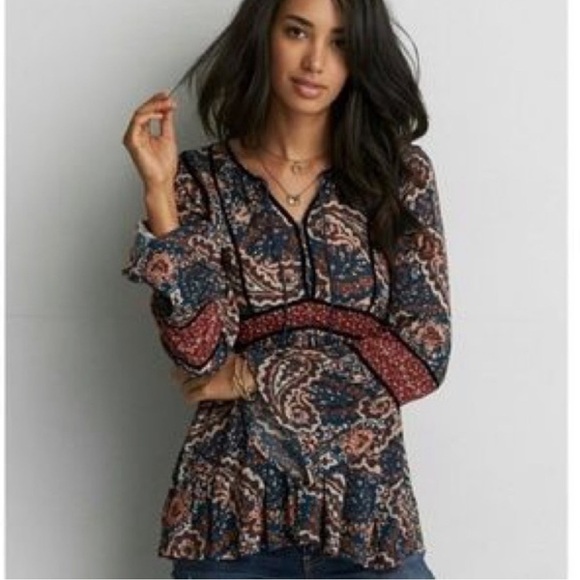 American Eagle Outfitters Tops - American Eagle Boho Tassel Shirt Size XS